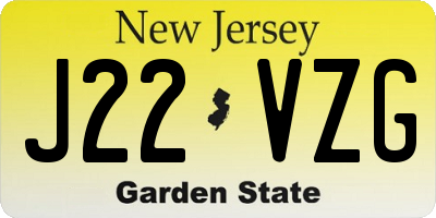 NJ license plate J22VZG