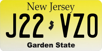 NJ license plate J22VZO