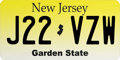 NJ license plate J22VZW