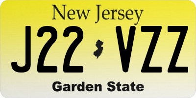 NJ license plate J22VZZ