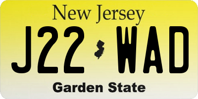 NJ license plate J22WAD