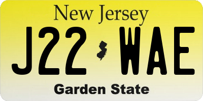 NJ license plate J22WAE