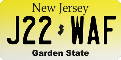 NJ license plate J22WAF