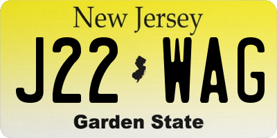 NJ license plate J22WAG