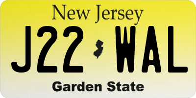 NJ license plate J22WAL