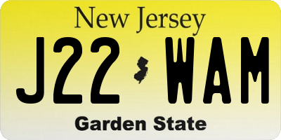 NJ license plate J22WAM