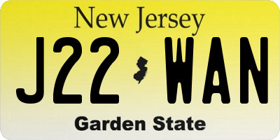 NJ license plate J22WAN