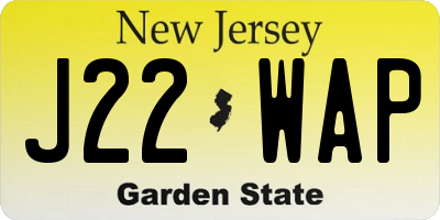 NJ license plate J22WAP