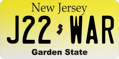 NJ license plate J22WAR