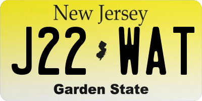 NJ license plate J22WAT