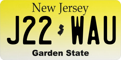 NJ license plate J22WAU