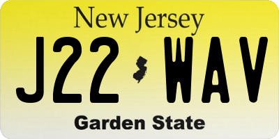NJ license plate J22WAV