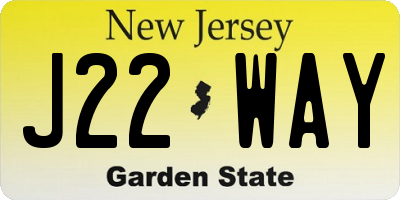 NJ license plate J22WAY