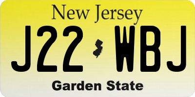 NJ license plate J22WBJ