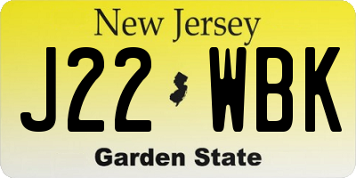 NJ license plate J22WBK