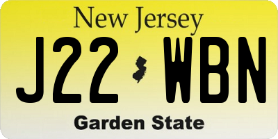 NJ license plate J22WBN