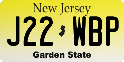 NJ license plate J22WBP
