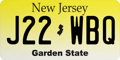 NJ license plate J22WBQ