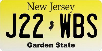 NJ license plate J22WBS