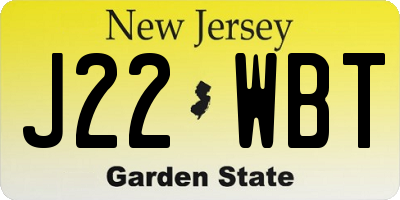 NJ license plate J22WBT