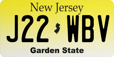 NJ license plate J22WBV