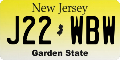 NJ license plate J22WBW