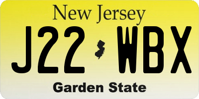 NJ license plate J22WBX