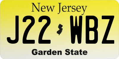 NJ license plate J22WBZ