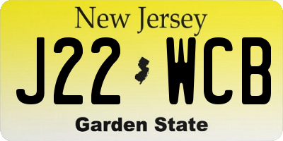 NJ license plate J22WCB
