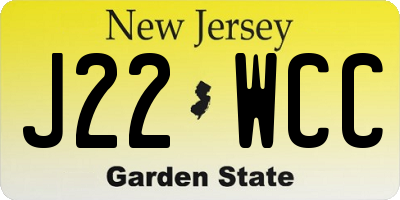 NJ license plate J22WCC