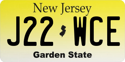 NJ license plate J22WCE
