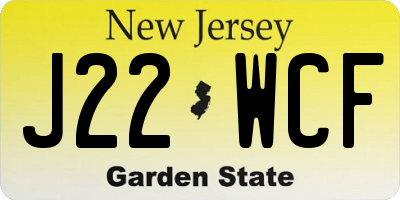 NJ license plate J22WCF