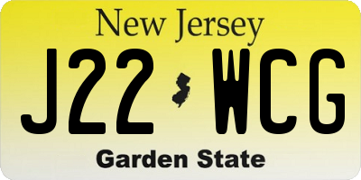 NJ license plate J22WCG
