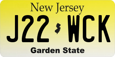 NJ license plate J22WCK