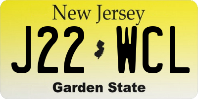 NJ license plate J22WCL