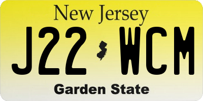 NJ license plate J22WCM