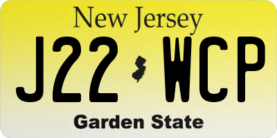 NJ license plate J22WCP