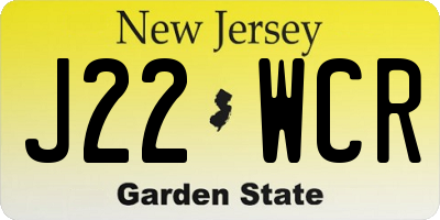 NJ license plate J22WCR