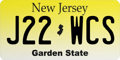 NJ license plate J22WCS