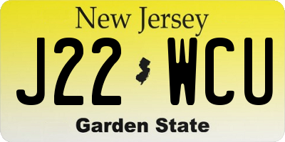 NJ license plate J22WCU