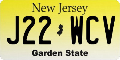 NJ license plate J22WCV