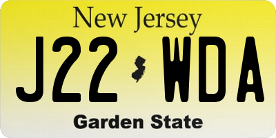 NJ license plate J22WDA
