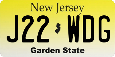 NJ license plate J22WDG