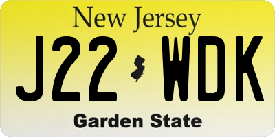 NJ license plate J22WDK