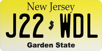 NJ license plate J22WDL