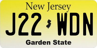 NJ license plate J22WDN