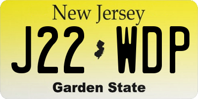 NJ license plate J22WDP