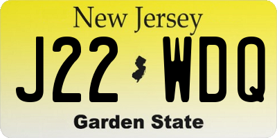 NJ license plate J22WDQ