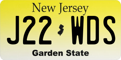 NJ license plate J22WDS