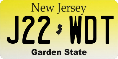 NJ license plate J22WDT